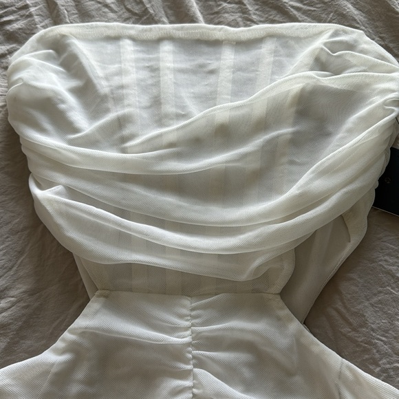 Snatching White Corset Mesh Mini Dress - Picture 4 of 5